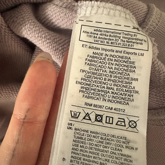 Adidas Lavender Purple Velour Trefoil Logo Graphic Crewneck Pullover Sweatshirt - Picture 5 of 7